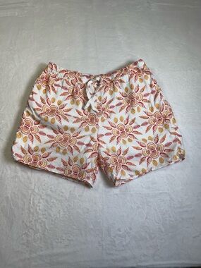 Hill House Leo Orange Shell Mosaic  seersucker  Print Drawstring Shorts